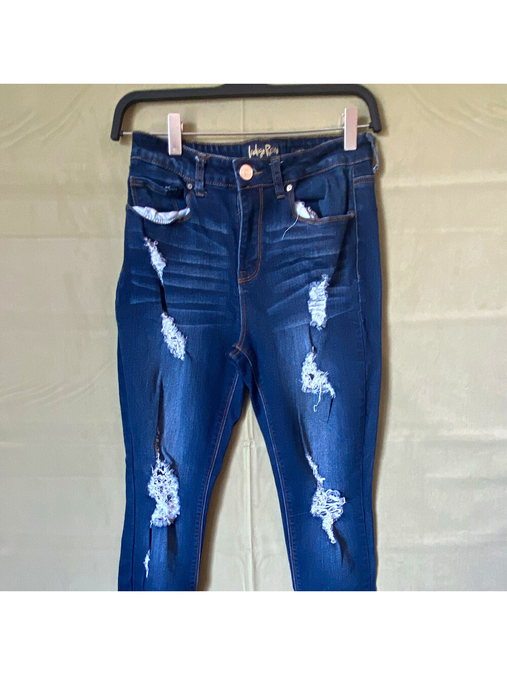 Indigo Rein Blue Denim Jeans Juniors Distressed Size 9 (Fits Adult Size 6 / 8)